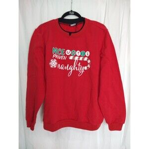 NWOT Smart Trend Christmas Sweatshirt Size XL Nice Until Proven Naughty Red